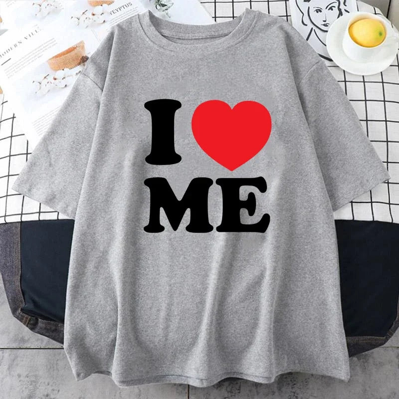 NEW Arrivals S-3XL UK Plus Size 4 Colors Women/Men Summer I Love Me Red Heart Myself T Shirts Graphic Cotton Streetwear Short Sleeve Birthday Gifts T-shirt Streetwear Clothing
