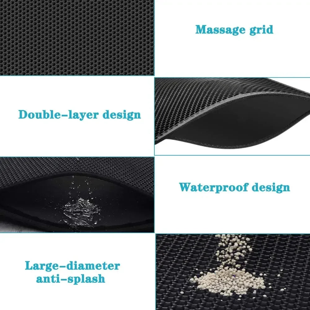 NEW Arrivals S-XL( 60X90CM) 6 Colors Cat Litter Mat Waterproof Urine Proof Kitty Litter Mat Honeycomb Double Layer Litter Box Mat Skidproof Soft EVA Cat Litter Mat Pets Hygiene Supplies