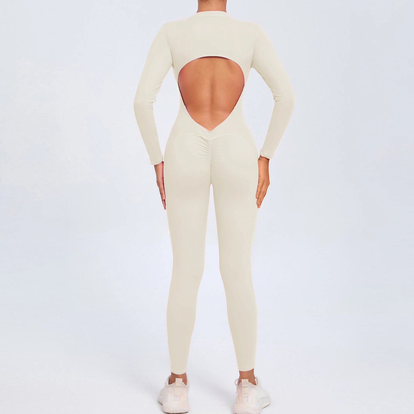 NEW Arrivals 10 Colors Women Sportwear Yoga Jumpsuit Zip Long Sleeve Back Open Outfit Fitness Tracksuit Tight One-piece Gym Overalls Sports Bodysuit