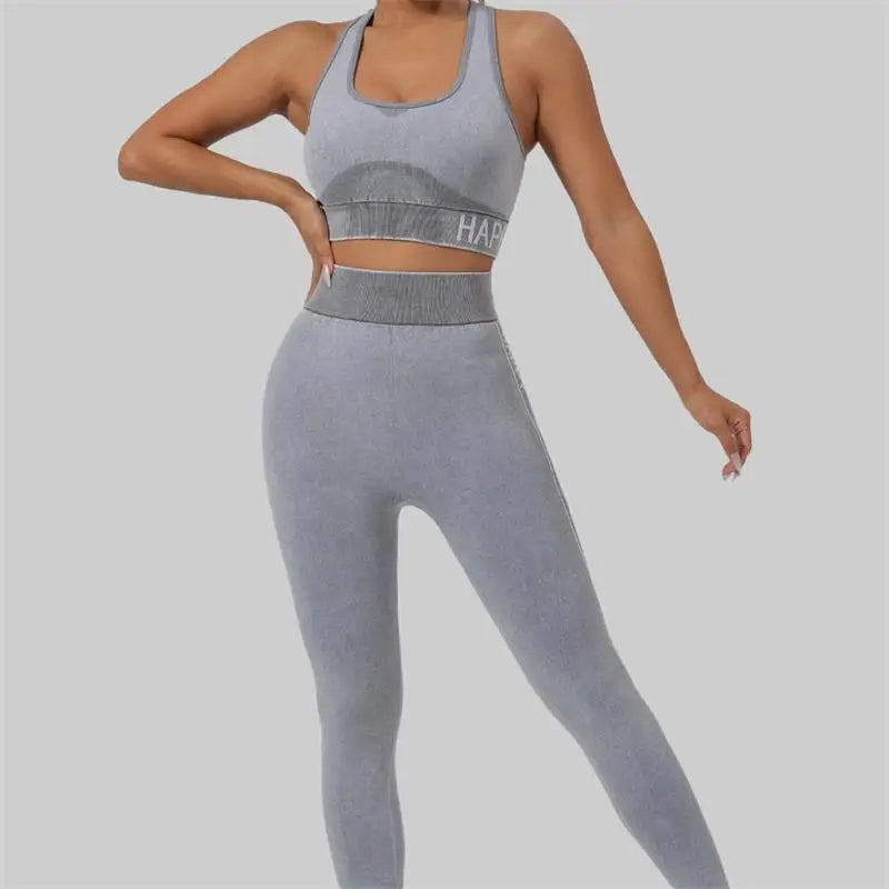 2 PCS Set Outdoor Quick-Drying Yoga Wear Set, Women's Sports Bras and Long Pants, Yoga Cycling, Running and Fitness Workout Wear Female Sports Apparel Clothing Supplies