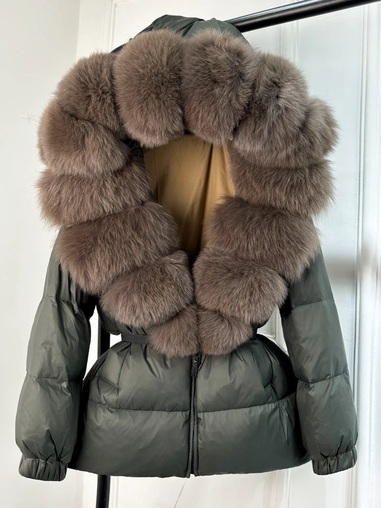 NEW Arrivals UK S-XL Size 11 Colors Winter Puffer Jacket Women 100% Real Fox Fur Hooded Thick Warm 90% White Duck Down Coat Female Parkas Waterproof Mini Coat