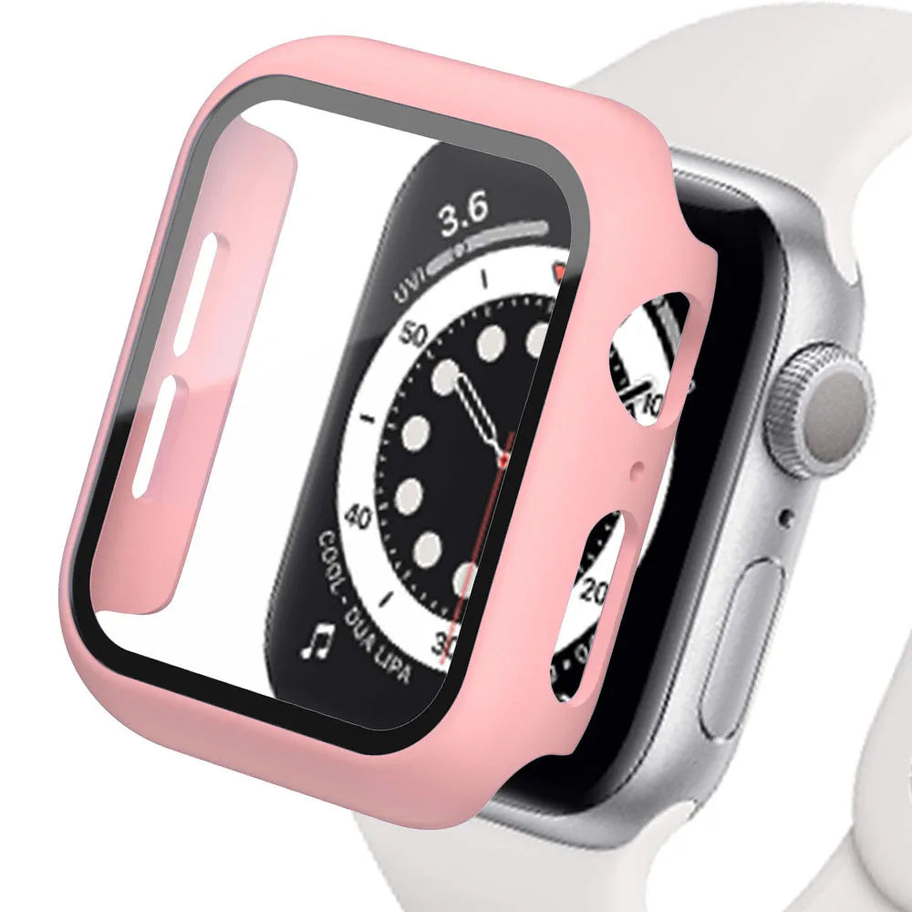 NEW Tempered Glass+Cover For Apple Watch Accessories 45mm 41mm 44mm 40mm 42mm Screen Protector Apple Watch Case Series 9 4 5 6 SE 7 8 Watches Accessories Electronics Supplies