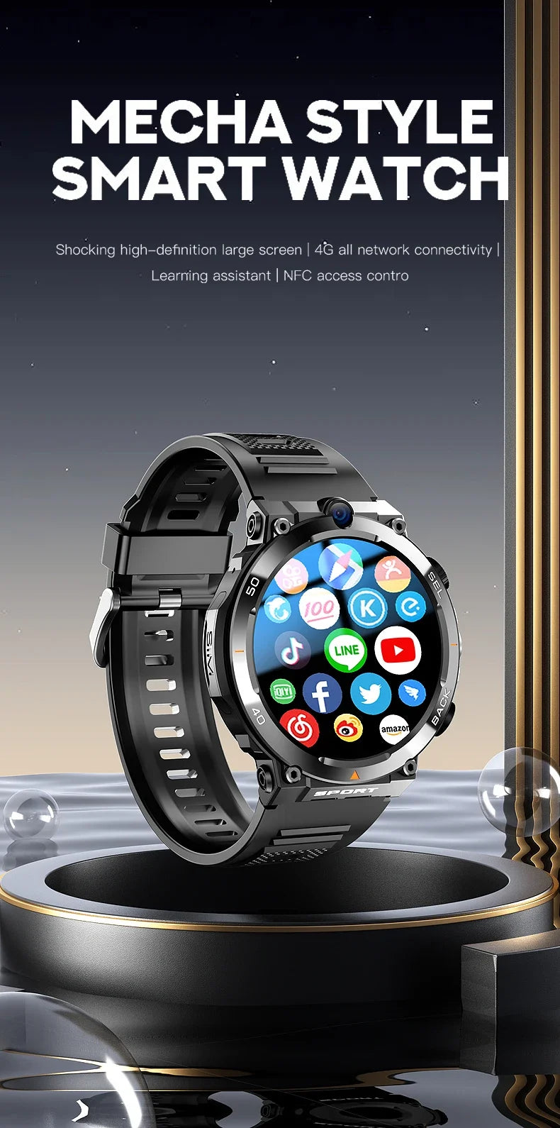 NEW Arrivals H10 Smart Watch 4G 256GB Net Global WI-FI 17 Languages with Multifunctional Sports Round Screen Smartwatch NFC Positioning for Fitness GPS Tracker