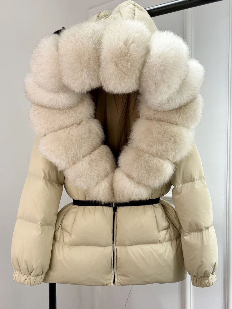 NEW Arrivals UK S-XL Size 11 Colors Winter Puffer Jacket Women 100% Real Fox Fur Hooded Thick Warm 90% White Duck Down Coat Female Parkas Waterproof Mini Coat