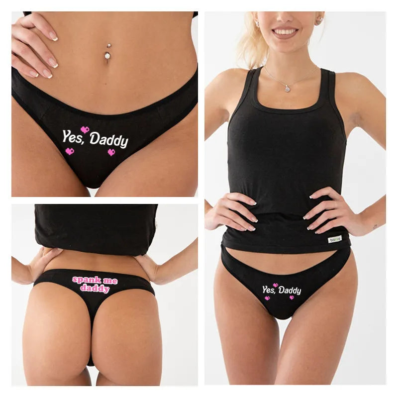 NEW Arrivals *SPANK Me Daddy* Sexy Underwear for Women Lady Girl Panties Yes Daddy Underpants Female T-Back G-String Thongs for Female