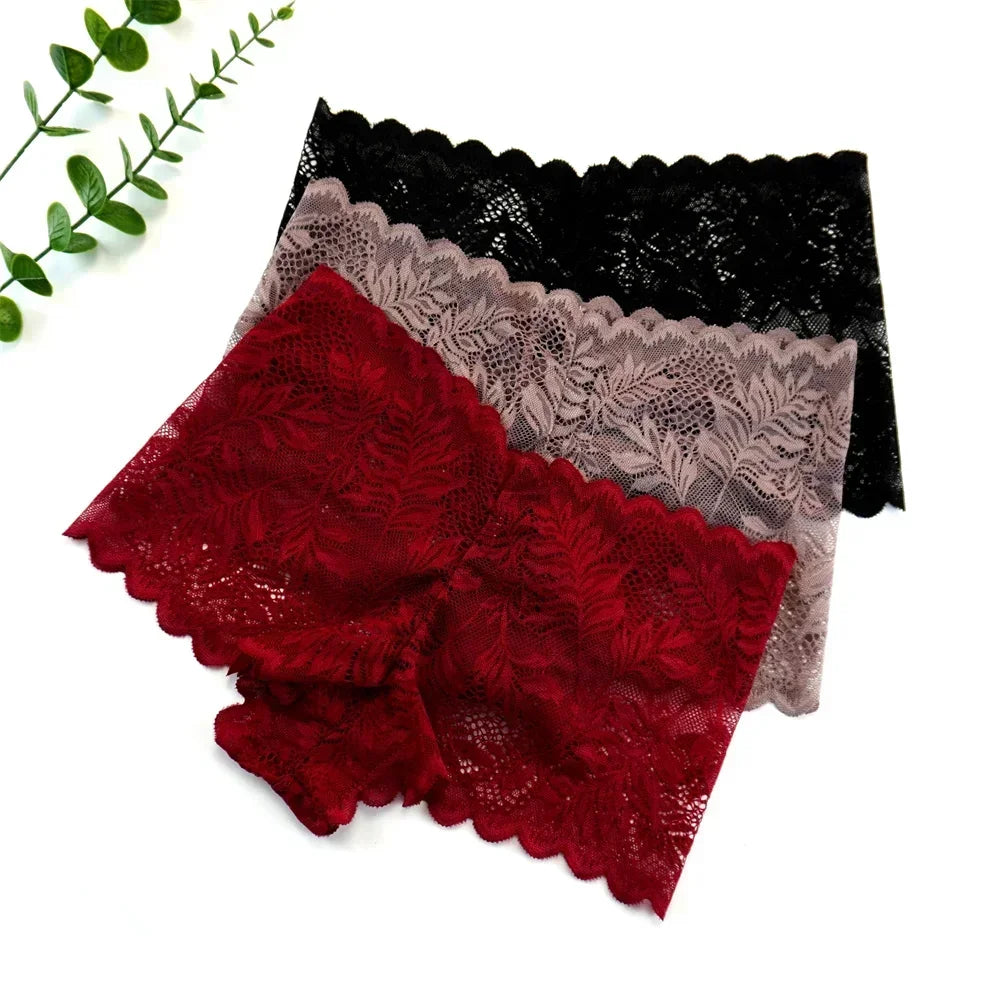 NEW Arrivals S-XL 3pcs Sexy Women Boyshorts Panties Plus Size Full Lace Boxer Seamless Mid Waist Transparent Mesh Shorts Female Underpants