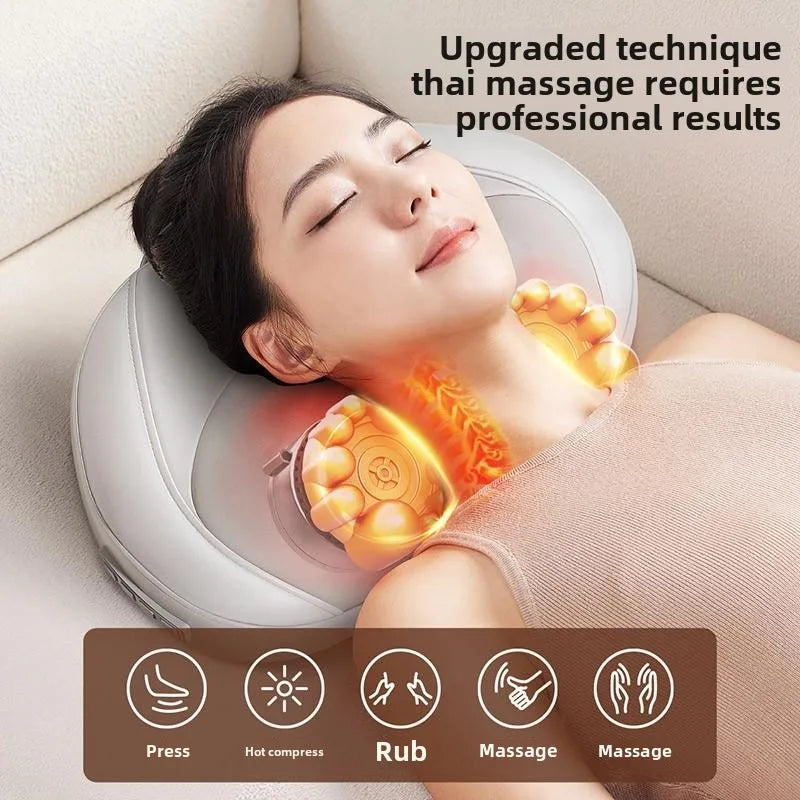 NEW Arrivals UK Plug Exclusive Sales Electric Shiatsu Head Neck Cervical Body Massager Car Back Pillow with Heating High Quality Massage Device Health Care Supplies