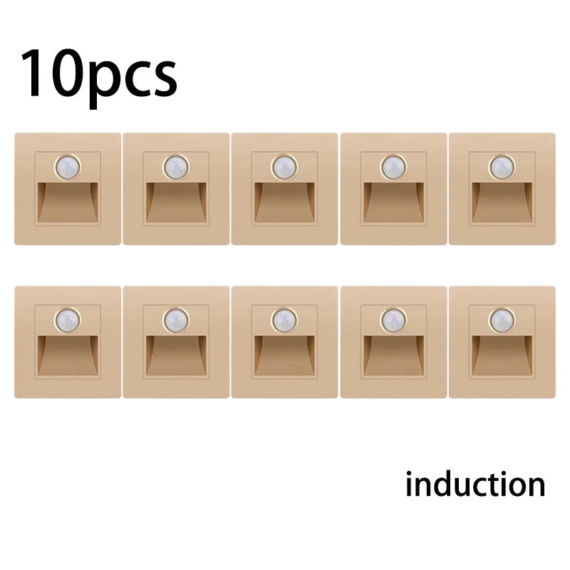 NEW Arrivals 10PCS Set Motion Sensor Light AC110V-240V Infrared Human Body Induction Night Footlight LED PIR Sensor Stairway Corridor Foyer Lighting