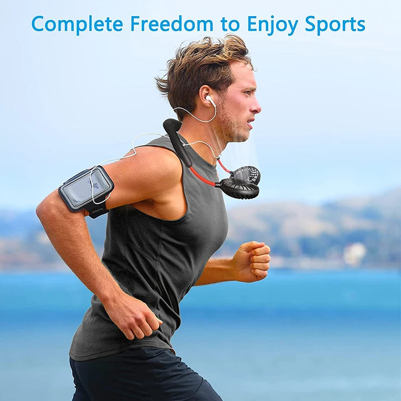 Wearable Neckband Fans USB Rechargeable Leafless Mini Neck Fan Air Conditioner Cool Portable Bladeless Hanging Fans