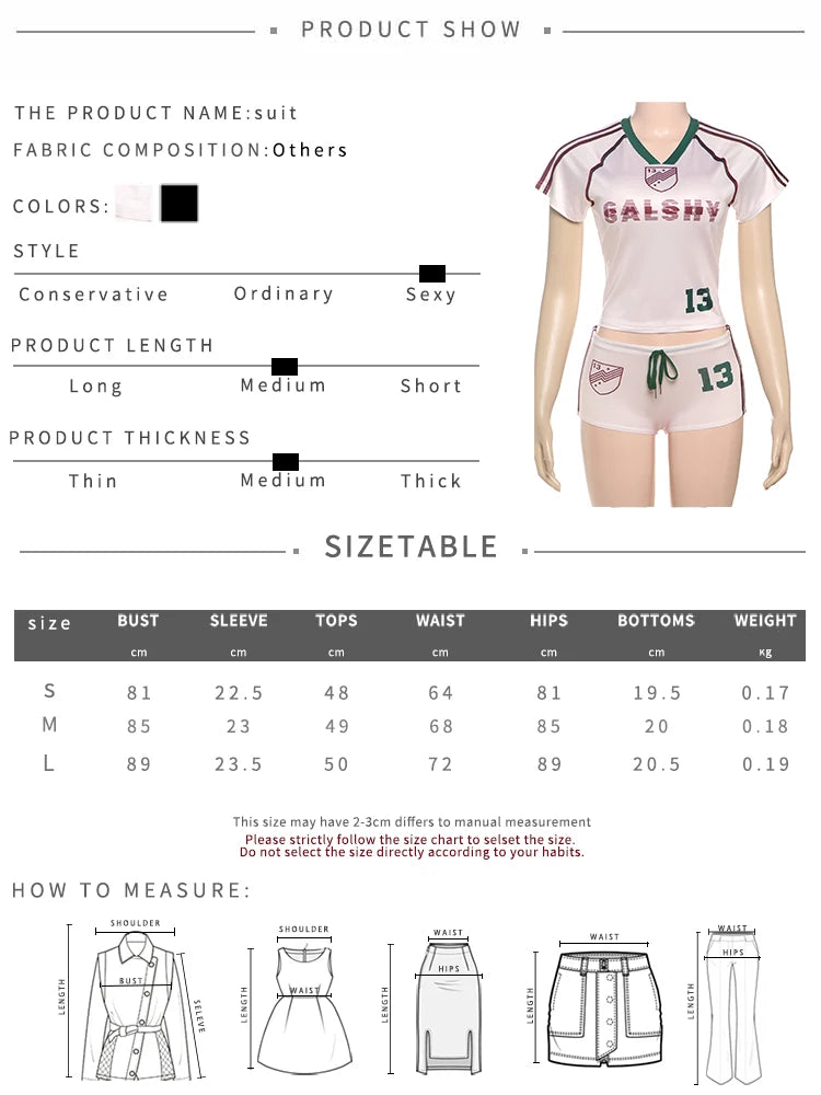 NEW 2PCS Set Black/Pink Color Women Hottie Sexy Summer Casual Tracksuits Short Sleeve O-Neck Tees +Drawstring Shorts Mujer Sporty Streetwear