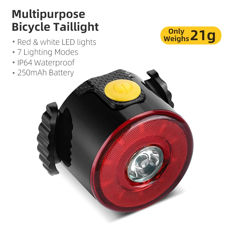 NEW Arrivals Smart Bicycle Tail Rear Light Brake Warning Taillights IP64 Waterproof USB Rechargeable Flash Light Bike Accessories