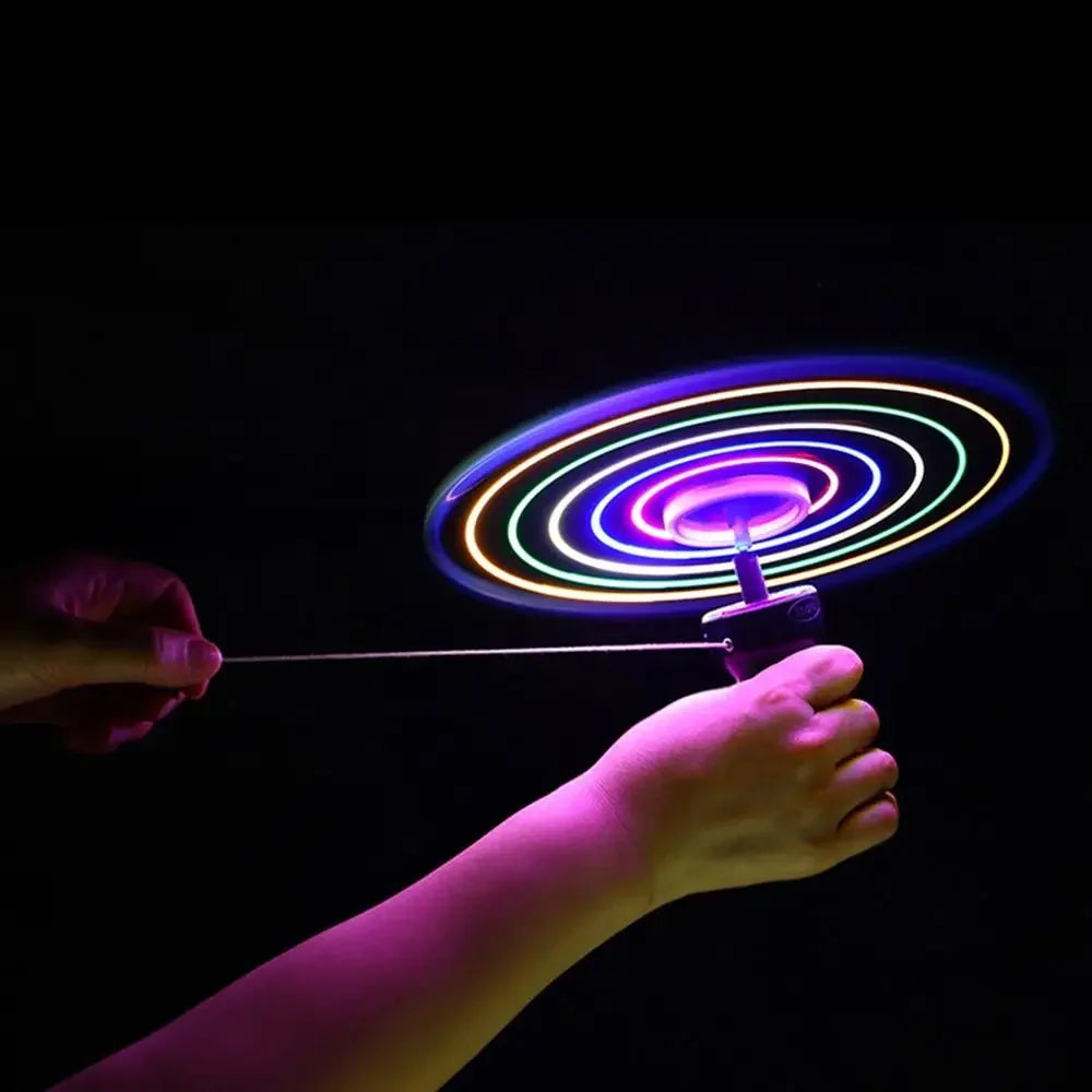 NEW Luminous Flying Disc Propeller Toys for Children Adults LED Lighting Pull String Flying UFO Toy Spinning Top Outdoor Game Sports Toy Gift