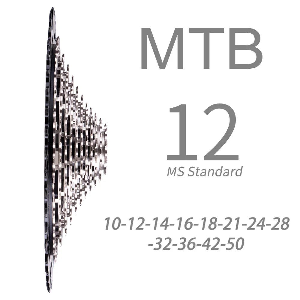 NEW Arrivals Ultimate MTB 12 Speed Lightweight 376g Cassette 10-50T MS ULT Micro K7 Spline 12speed For M6100 M7100 M8100 Mountain Bike Shift Chain Bicycle Accessories Sports Supplies