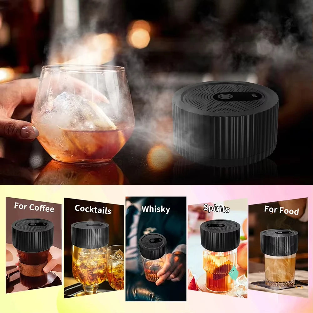 Whiskey Cocktail Smoke Set Infuser Electric Champagne Smoke Kit With 6 Wood Chips Rechargeable Cocktail Smoker Decanters Kit Customized Gift Home Bar Pubs Restaurants Supplies