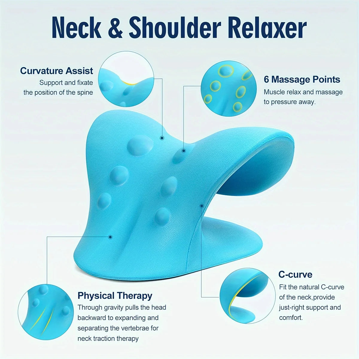 NEW Arrivals 3 Colors C-Shaped Pillow Neck and Shoulder Relaxer, Cervical Traction Device for TMJ Pain Relief and Cervical Spine Alignment, Chiropract Therapy