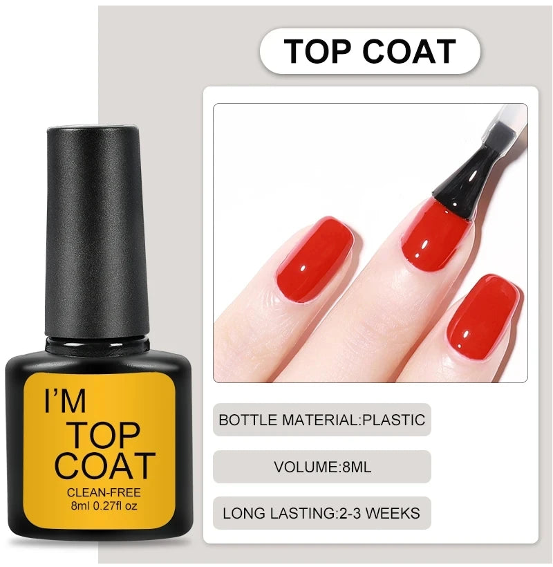 NEW Arrivals 4 PCS Set Top Coat And Base Coat Clear Gel Nail Polish Kit Semi Permanent Nail Art Manicure Soak Off LED UV Gel Varnishes Set Manicure Pedicure Accessories Nail Care Tools Cosmetics Supplies