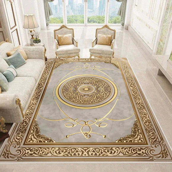 NEW Arrivals 12 Patterns Luxury European Style Carpets Living Room Sofa Side Rugs Home Decoration Soft Golden Carpet Bedroom Cloakroom  Floor Mat