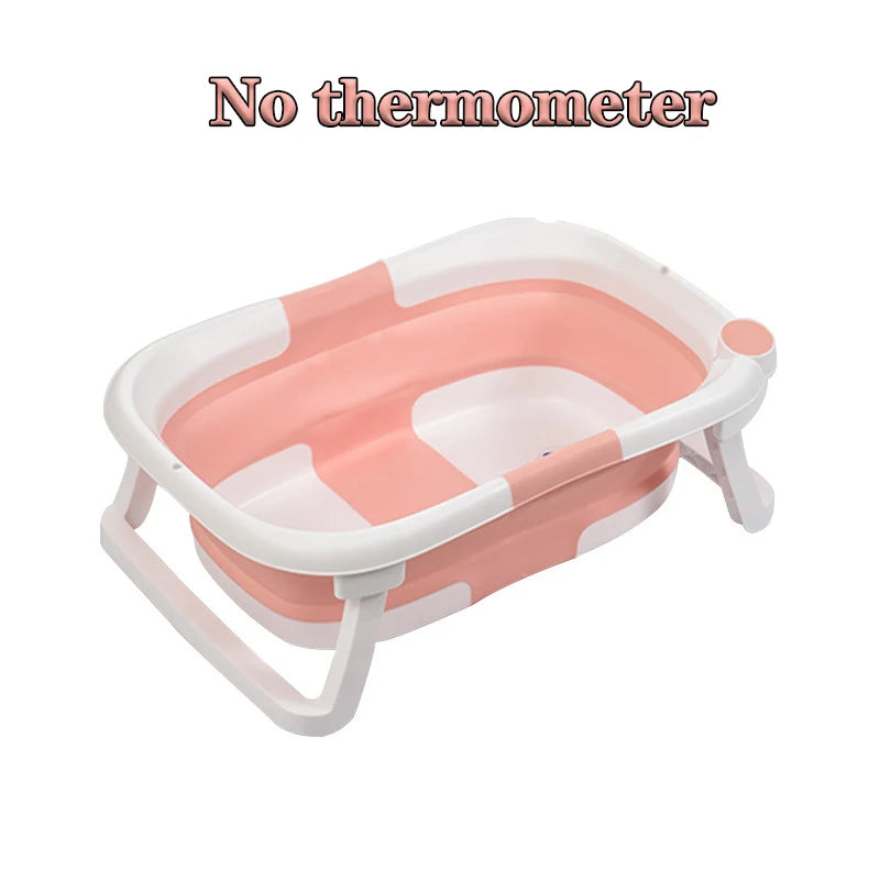 NEW Arrivals Real-Time Temperature Silicone Foldable Baby Take A Bath Bathtub Non-Slip Foot Bath Bucket Folding Bathtub Bathroom Basket Tub Babies Personal Care Supplies