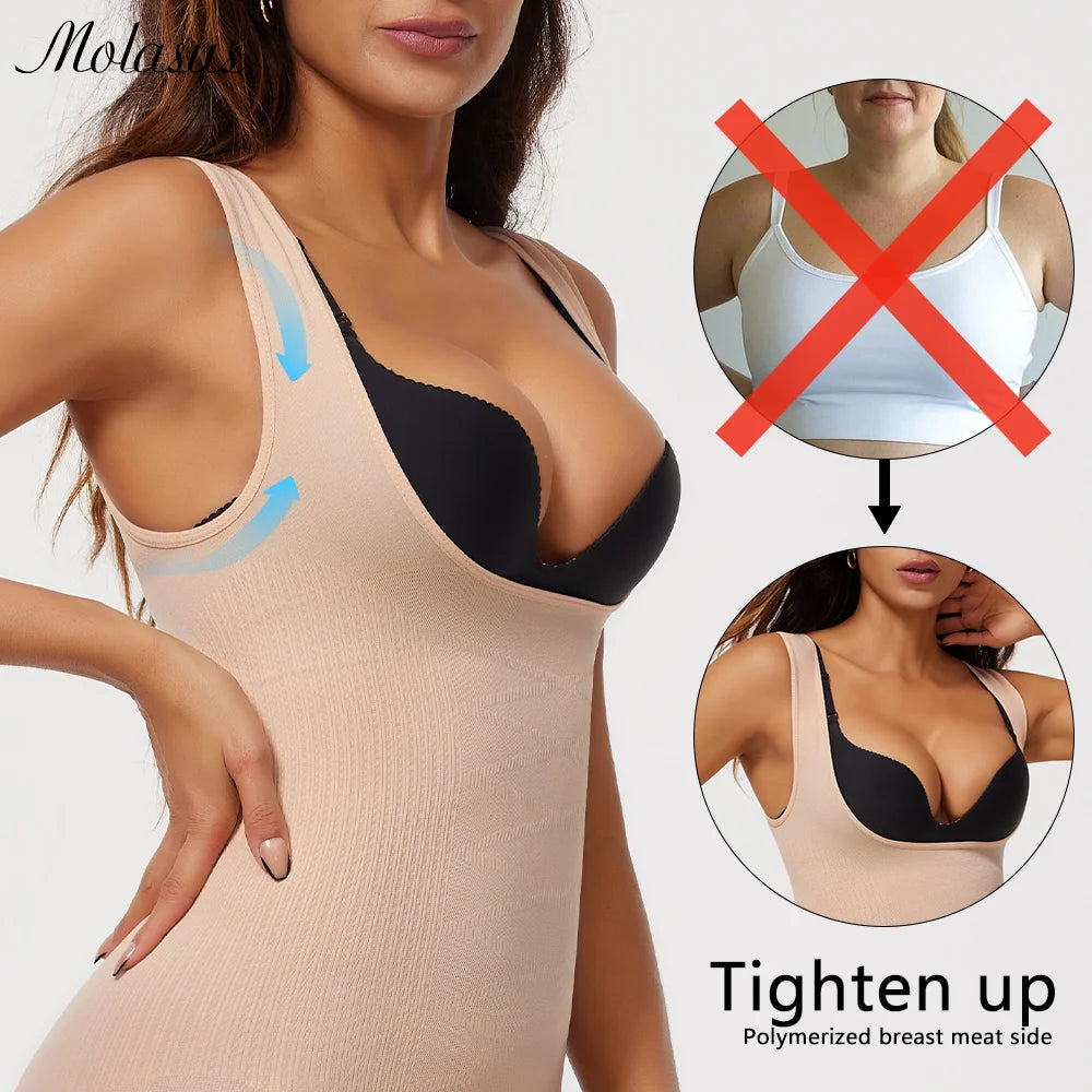 NEW Arrivals 2PCS Set S-2XL Women Tighten Up Breast Bodysuit Boxer Briefs Underwear Shapewear Butt Lifter New Tummy Control Body Shaper Slimming Bodysuits