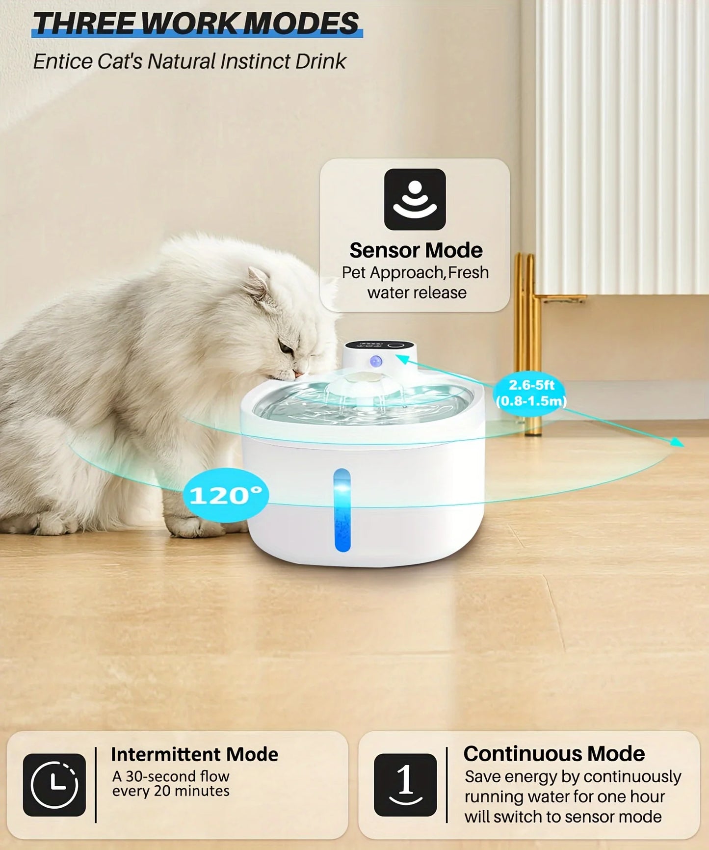 NEW Arrivals Pet Automatic Water Dispenser, Non Plug in Cat Water Dispenser, Stainless Steel Wireless Constant Temperature Water Dispenser Pets Supplies