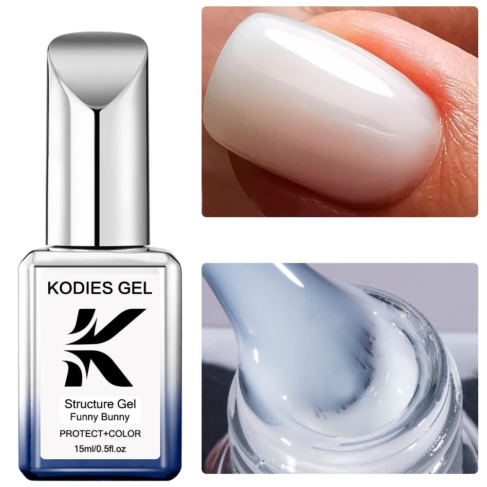NEW Arrivals Korean Gel Keratin Kitty White Rubber Base Gel Nail Polish Pearl Shine 15ML Semi Permanent UV Self Leveling Structure Construction Gels Ladies Cosmetic Accessories Manicure Beauty Salon Supplies