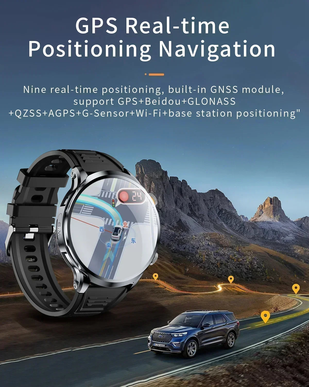 NEW Arrivals GPS Tracker Heart Rate Blood Pressure Multiple Sports Modes and Languages Android Adult Smart Watch 1.95 'AMOLED 8GB+128GB Storage 4G Full Network Google Play WIFI GPS Sim Card