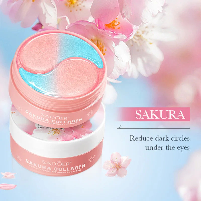NEW Arrivals 60PCS Set Japanese Sakura Collagen Eye Mask Anti Dark Circles Eyes Bags Removal Moisturizing Firming Eye Patches Skin Care Supplies