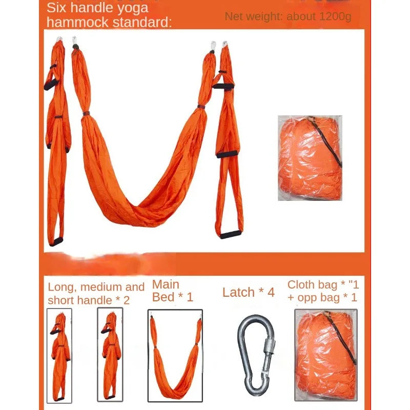 Yoga Hammock Swing Yoga Aerial Color Matching Parachute Cloth Non-elastic Anti-gravity Yoga Belt Hammock Aerial Silk Set