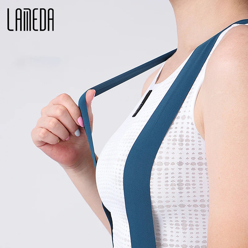 Original LAMEDA Women's Cycling Bib Pants Thicken Bike Trousers Leggings with Straps Spring Summer Bicycle Pants Padded Reflective MTB Clothing