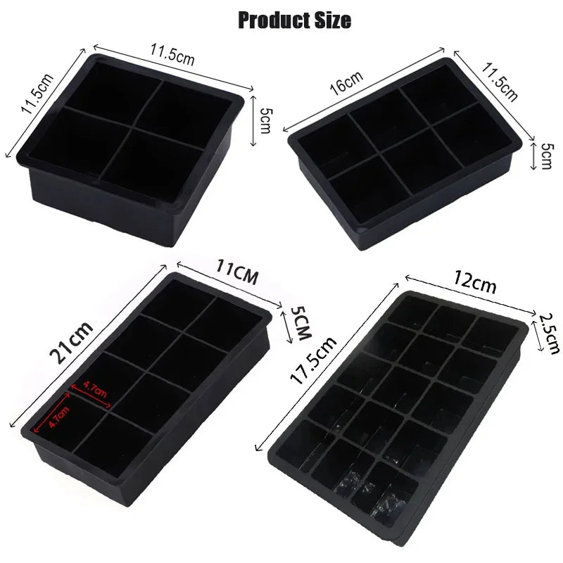 NEW Arrivals 4PCS Set 160 Grid Big Ice Tray Mold Giant Jumbo Large Food Grade Silicone Ice Cube Square Tray Mold DIY Ice Maker Ice Cube Tray for Cocktails