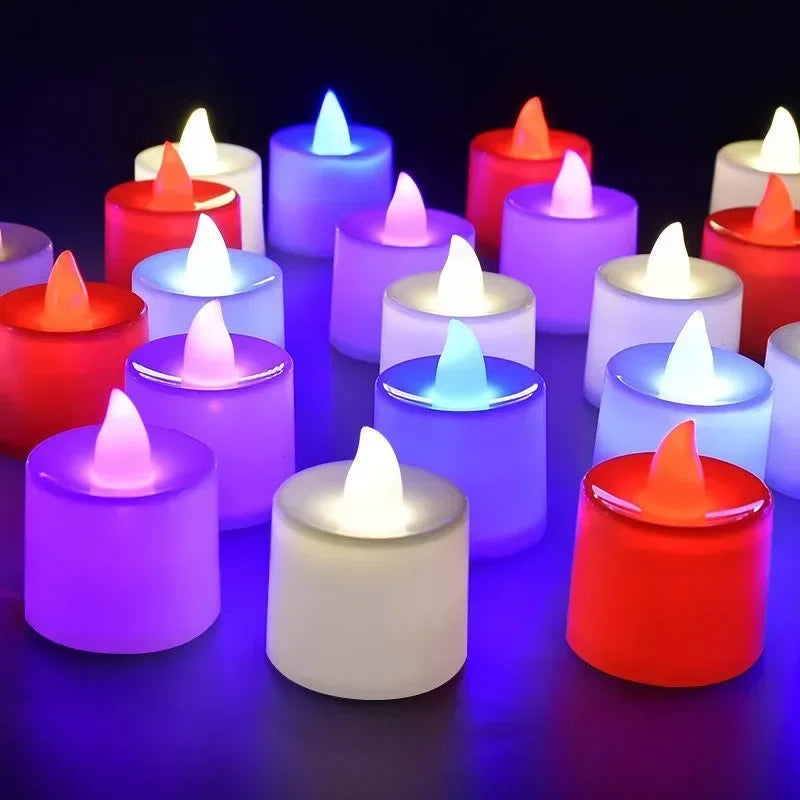 NEW Arrivals 24-48PCS Set Heart-Shape Led Candle Battery-Power Tealight Flameless Electronic Candles Christmas Wedding Party Romantic Atmosphere Decoration Table Lamps
