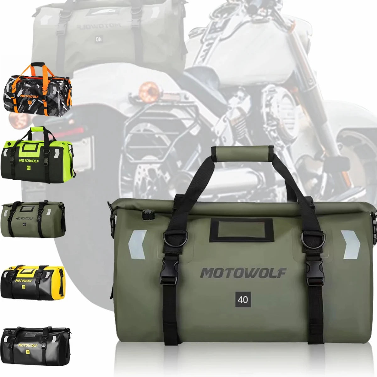 Universal Bicycle Motorcycle Waterproof Tail Bags Back Seat Bags Cycling Camping Travel Bag Motorbike Scooter Sport Luggage Pack 66L 40L