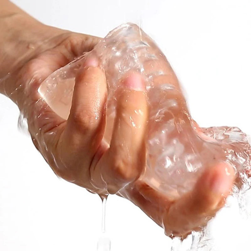 Transparent Male Masturbator Artificial Pussy Vaginal for Men Glans Sucking Penis Pump Spikes Exerciser Sex Toys for man 18+