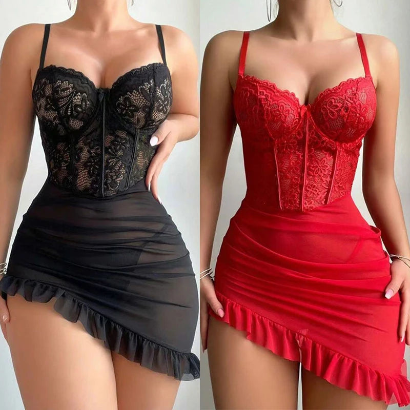 NEW Arrivals S-XL 7 Colors Women's Transparent Underwear Bra Erotic Lingerie See Through Lace Ethical Delicate Sexy Nighty Bra Set Sexy Hot Fairy Lingerie Female Sexy Nightdress