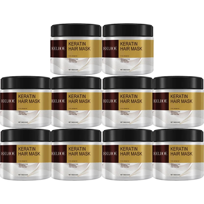NEW Arrivals 5-10PCS Set Collagen Hair Mask Keratin Hair Treatment Deep Repair Argan Oil Collagen Essence Keratin Conditioner For Dry Damaged Hair Korean Cosmetic Products