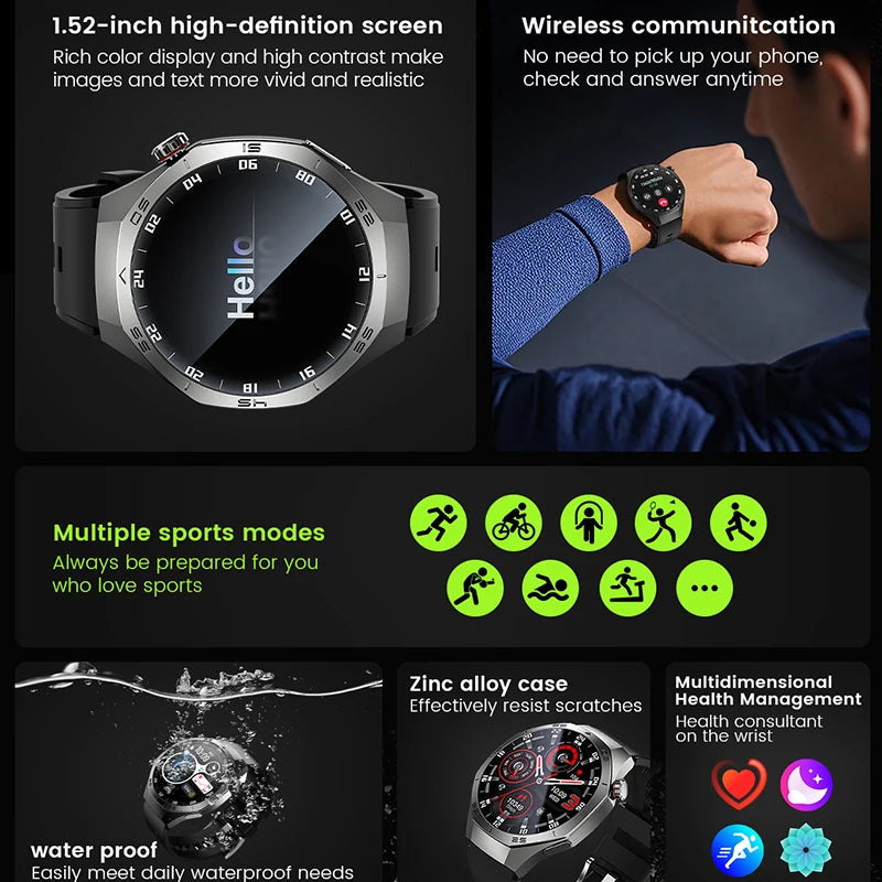 NEW 5 MAX RAM/ROM 128MB For Android and IOS Smart Watch Men AMOLED Screen GPS Motion Trajectory Heart Rate Bluetooth Calls Smart Watch Waterproof Women Men Smart Wrist Watch Health Care Sports Supplies