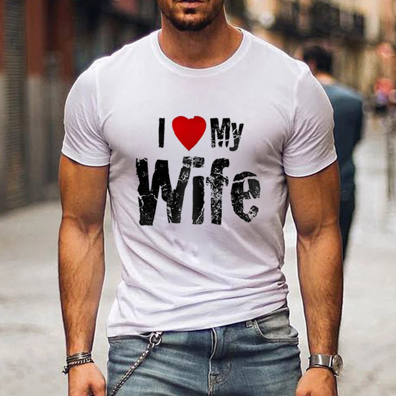 NEW Arrivals S-4XL I Love My Wife I Love My Husband Matching T-Shirt Men Women Vintage Fashion Trend Wife Husband Tee Honeymoon Sweet Lovers T-Shirt