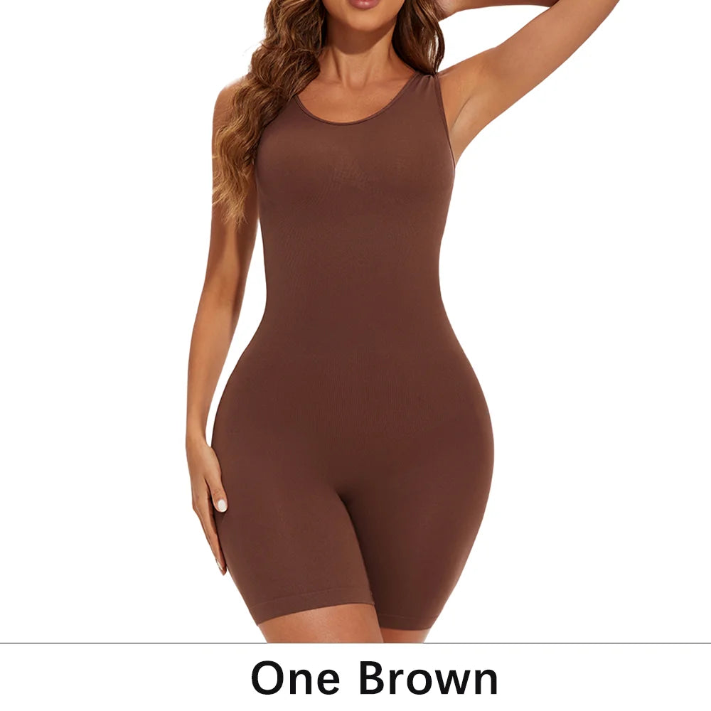 NEW Arrivals 2PCS Set S-2XL Sexy Bodysuits Full Coverage Shapewear Thigh Slim Body Suit Wide Shoulder Body Shaper Jumpsuit Seamless Shapers Slimmer