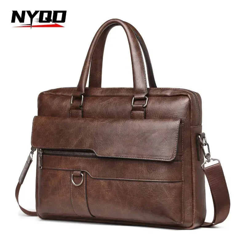 High Quality Business PU Leather Shoulder Messenger Bags Men 14 Inch Laptop Bag Men Briefcase Bag Office Handbag