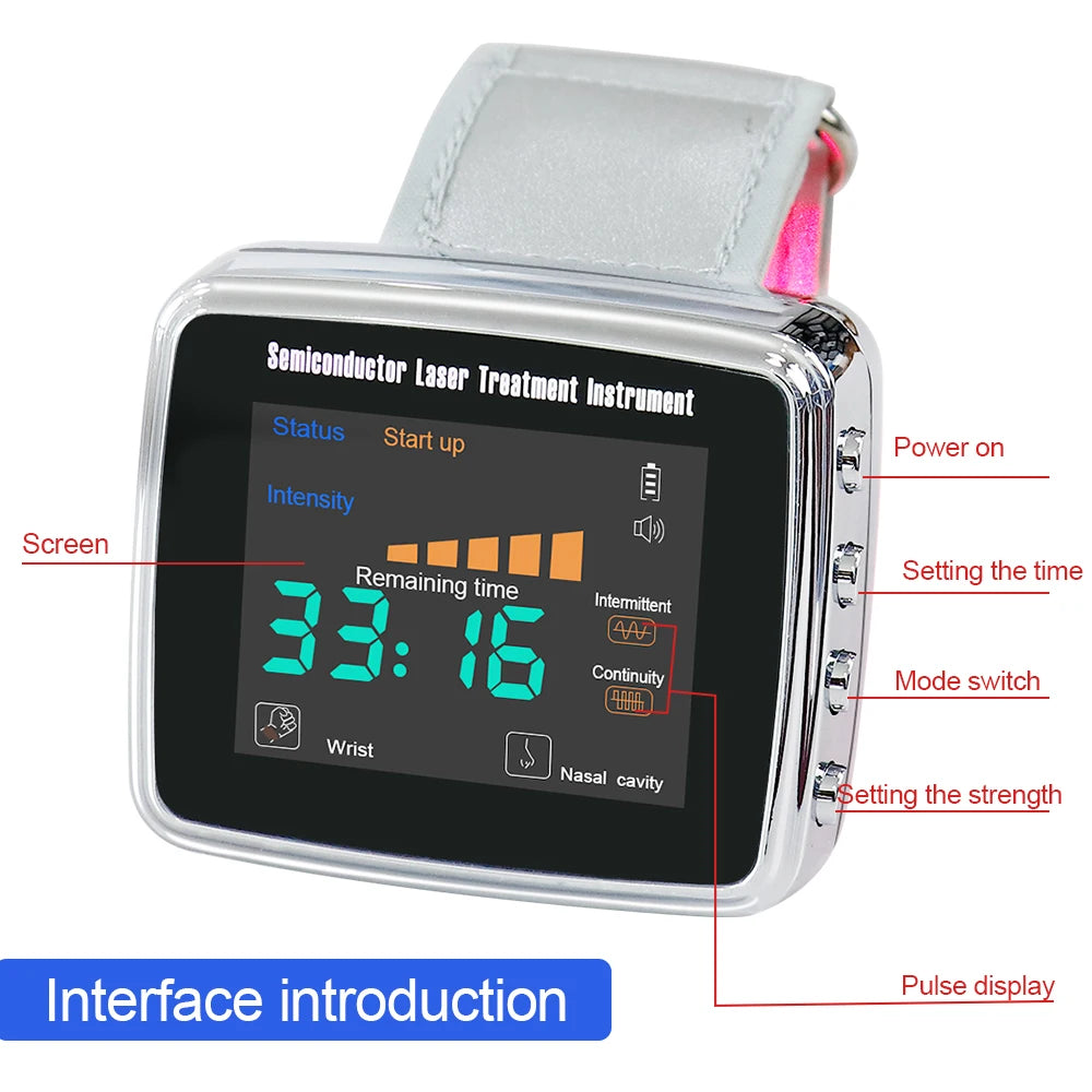 NEW Arrivals 15 Holes 650nm Laser Therapy Watch Diode LLLT Wrist Watch For Diabetes Cholesterol Hypertension Treatment Sinusitis Therapy Health Care Supplies