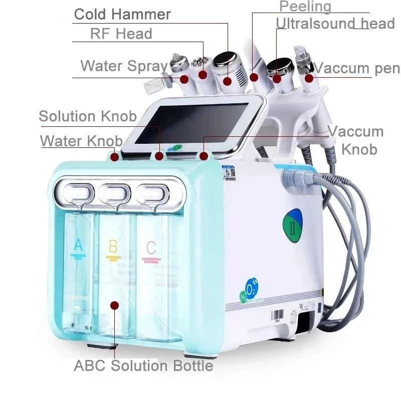 6 In 1 H2O2 Water Ox--ygen Jet Peel Hydra Beauty Skin Cleansing Hy-dra Dermabrasion Facial Machine Water Aqua Peeling
