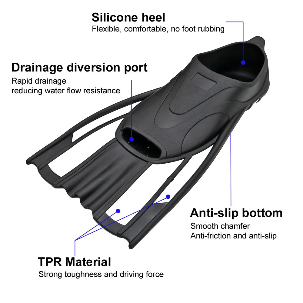 NEW XS(35-36) - XL(43-44) Size 4 Colors Silicone Swimming Fins Full Foot Pocket Floating Buckles Snorkeling Diving Flippers Adults Training Lap Swim Shoes