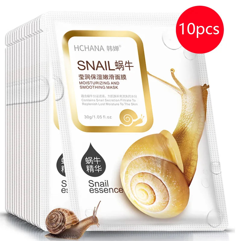 NEW 30PCS Korean Set Snail Moisturizing Face Mask Anti-Aging Wrinkles Whitening Facial Masks Sheet Mask Skin Care Korean Skin Care Products