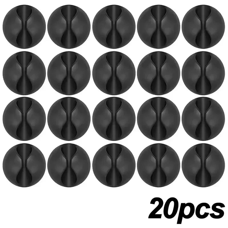 NEW 50PCS Set Cable Clip Winder Organizer Round Charger Cord Clips Desk Tidy Management Wire Adhesive Holder Clamp in Home Office Car