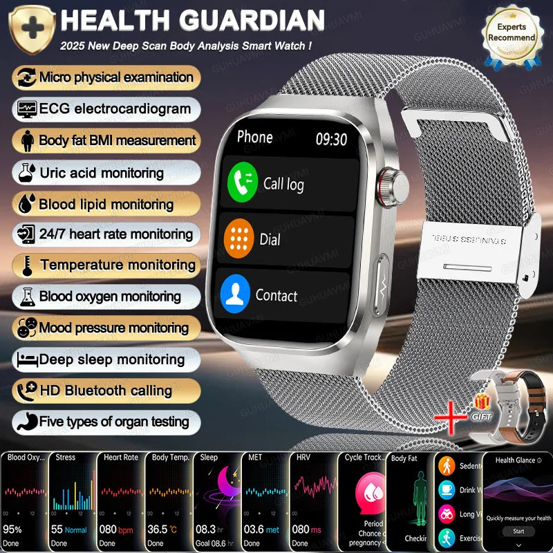 NEW Arrivals 12 Colors/Patterns Women Men Ai Diagnosis Health Healing Wrist Watch ECG+PPG Smart Watch Precise Uric Acid Blood Pressure Organ Body Analysis Smart Watch HD Call Watches Health Watch