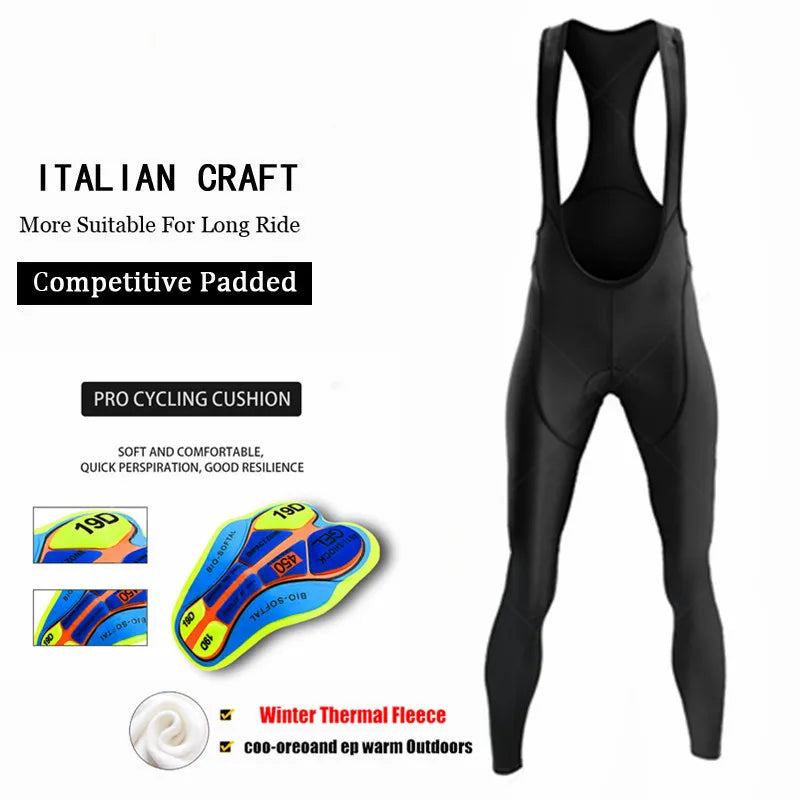 NEW Arrivals S-4XL Plus Size 6 Options Women Men Warm Winter Thermal Fleece Cycling Long Bicycle Bib Pants 19D Gel Pad Bike Bib Tights MTB Women Men Sports Apparel Supplies