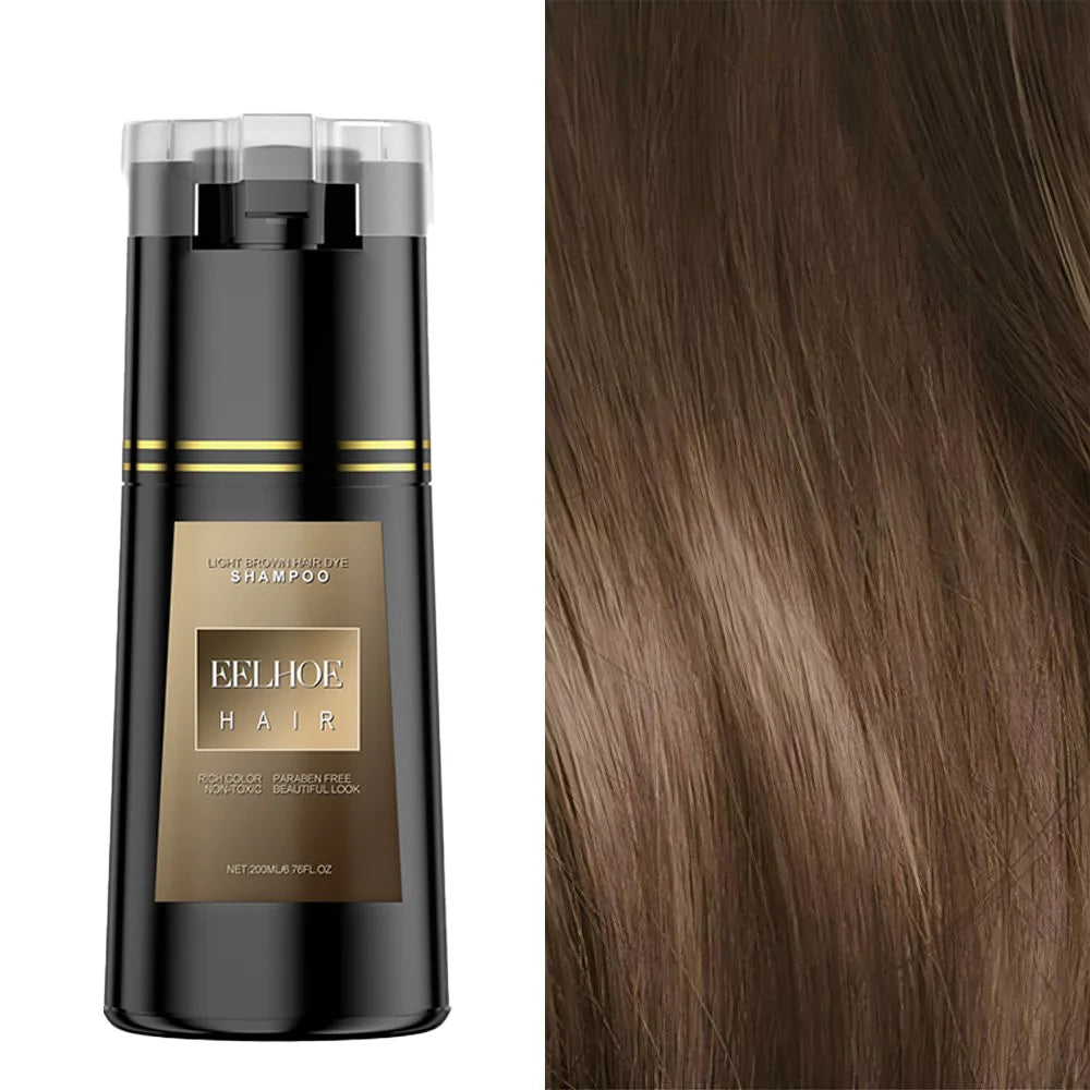 NEW 200ml 5 PCS Set EELHOE Korean Hair Dye Shampoo Nova Hair Instant Dye Shampoo Men Women Quick Easy Safe Hair Color Gray Hair Coverage Nourish Scalp Women Men Hair Care Supplies