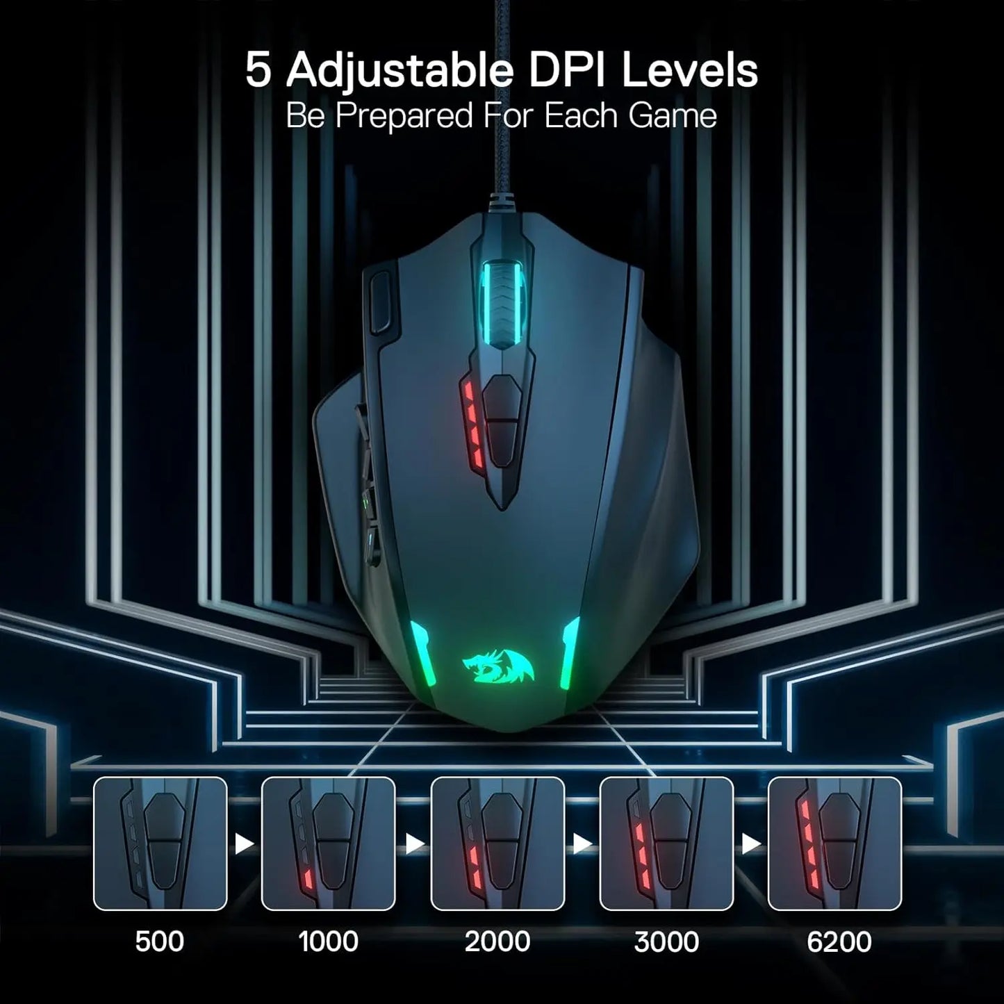 NEW HOT SALE M908 RGB Backlight Wireless LED Luminous USB Wired Gaming Mouse 18 Programmable Mouse Buttons 12400 DPI PC Video Games Mice Computer Laptops Accessories Devices Supplies Electronics Products Tools