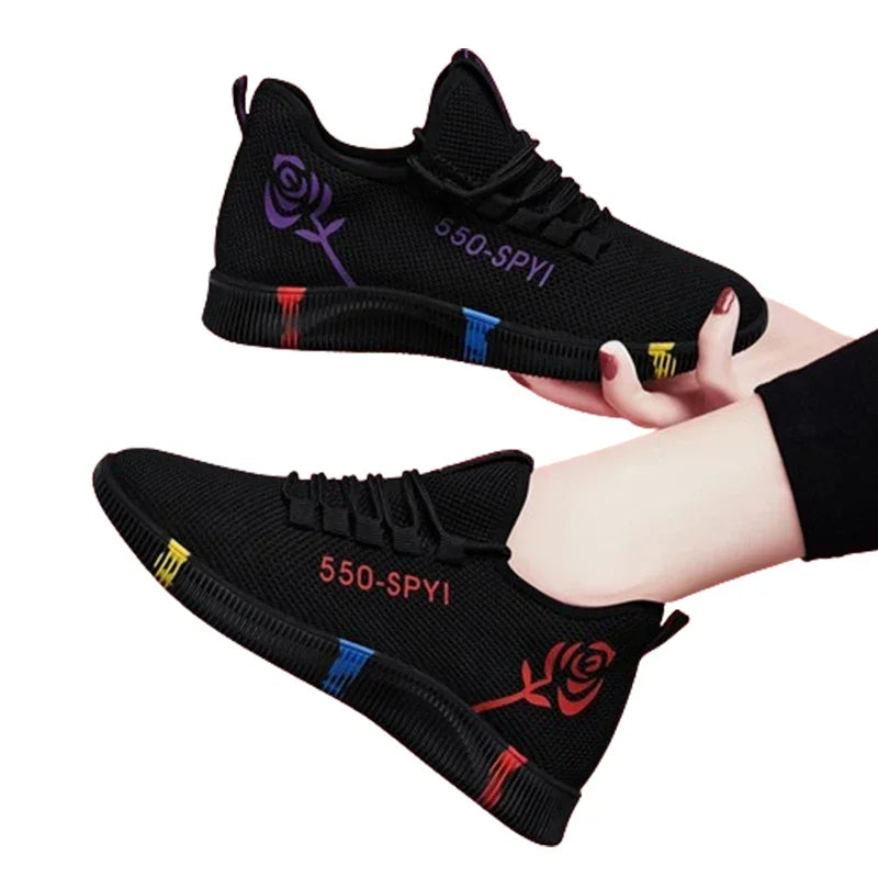 Tennis Feminino Women Vulcanized Shoes Air Mesh Light Soft Sneakers Female Flats Platform Lace Up Casual Shoes Basket Femme