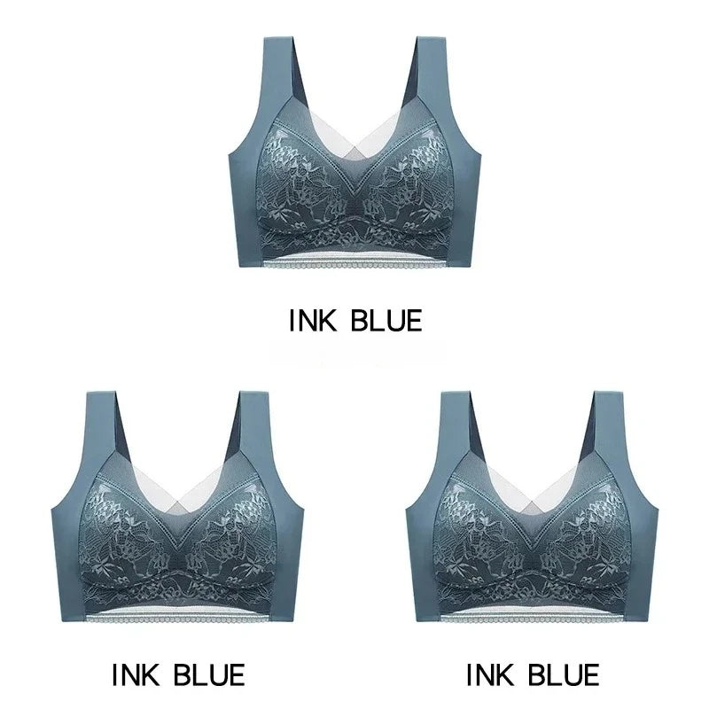 NEW Arrivals 3PCS Set 6 Colors/Patterns L-6XL(115KG) Women's Push Up Bralette Wireless Bras - 5cm Natural Lift, Seamless Lace Plus Size No Underwire Comfort